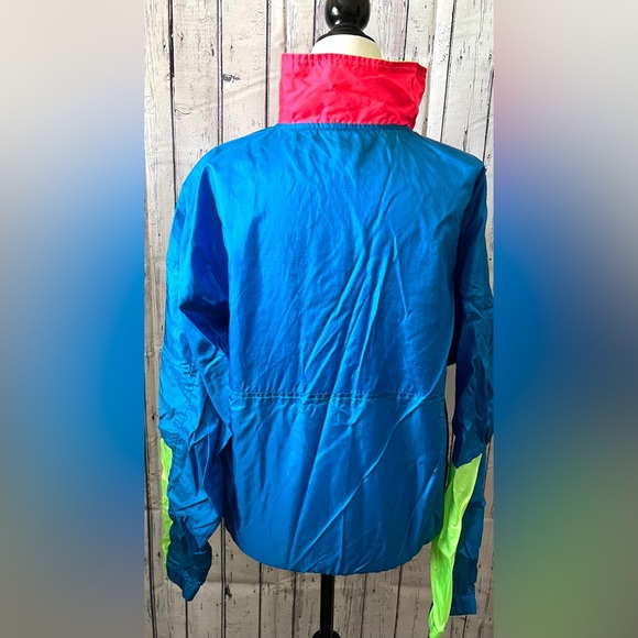 💙 90s Retro! Columbia Tracksuit Color Block Full Zip Neon Supreme Windbreaker - Picture 5 of 15